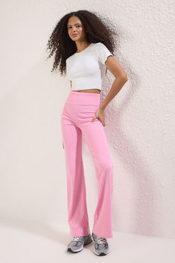 TRENDYOLMILLA Siyah Wide Leg/Ispanyol Paca Yuksek Bel Interlok Esnek Orme Pantolon TWOAW25PL00006 фото 2