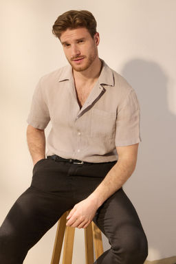 TRENDYOL MAN Beyaz Limited Edition %100 Keten Regular Fit Gomlek TMNSS25GO00056 - Trendyolmilla фото 3