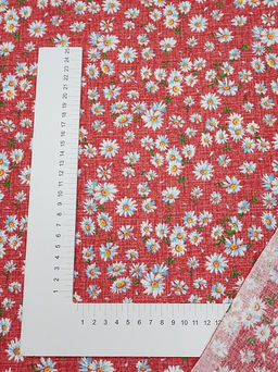 Бязь Ромашки на красном, ш.1.5м, хлопок-100%, 120гр/м.кв - Купава фото 4