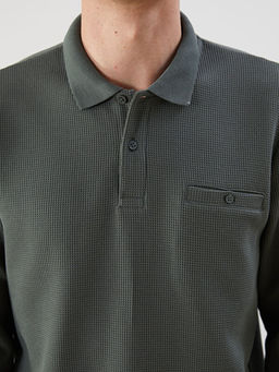 Polo Yaka Uzun Kollu Erkek Sweatshirt