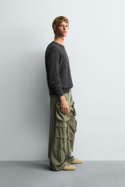 WASHED CABLE-KNIT SWEATER - Zara фото 4