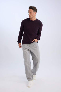 Standart Fit Normal Kesim Bisiklet Yaka Dokulu Basic Duz Triko Kazak - Defacto фото 4