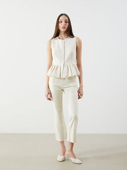 Bisiklet Yaka Dokulu Bluz