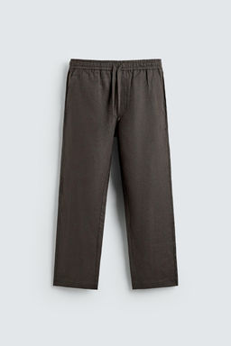 PANTAL?N RELAXED FIT 100% LINO / Verde oscuro - Zara фото 7