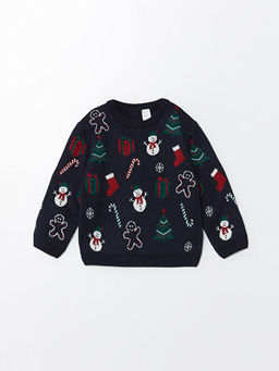 Bisiklet Yaka Y?lba?? Temal? K?z ?ocuk Triko Kazak