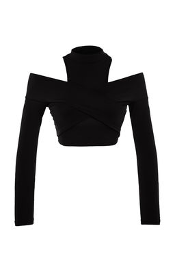 Trendyolmilla Siyah Pencere/Cut Out Detayl? Bluz TPRAW24BZ00026