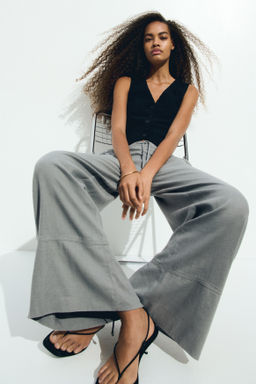 Pantal?n en mezcla de lino con cord?n de ajuste - H&m фото 5