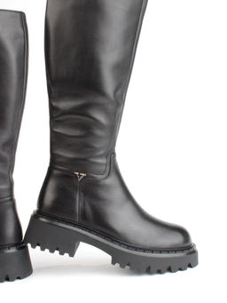 02-FJ725-1M BLACK Сапоги зимние женские (натуральная кожа, байка, натуральный мех)