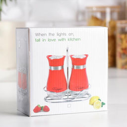 Набор для специй на подставке «Стиль», 2 предмета: солонка и перечница, 80 мл, стекло