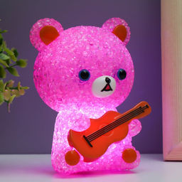 Фигурка светящаяся RISALUX «Мишка», LED-ночник, RGB, от батареек 3×LR44, 10×10×15.5 см, МИКС