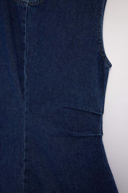 Koyu Mavi Az Esnek Bel Detayl_ Mini Denim Elbise TWOAW27EL00029 - Trendyolmilla фото 6