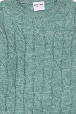 Мятный меланжевый свитер для девочки - U.s. polo assn фото 8