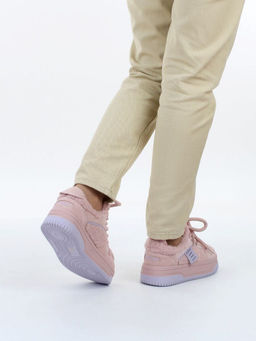 04-P124-2C PINK Кроссовки демисезонные женские (натуральная замша, искусственный мех)