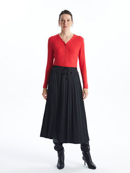 V Yaka Dokulu Kad?n Triko Kazak