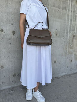 Женская кожаная сумка с тремя отделениями R 8626 Грей - Sergio valentini фото 7