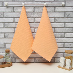 Цена за 2 шт. Набор кухонных полотенец «Доляна», коралловый, 35×60 см-2 шт., 100% хлопок, вафля, 220 г/м²