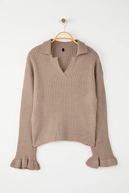 Pudra Yumusak Dokulu Kol Volanl? Triko Kazak TWOAW26KZ00085 - Trendyolmilla фото 11