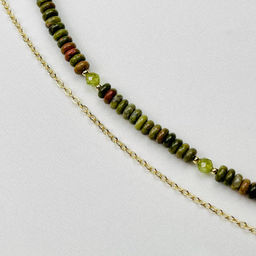 Колье из Унакита и Хризолита с подвеской - Радуга самоцветов фото 3