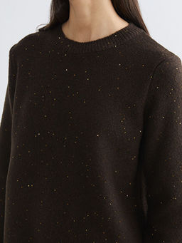 Bisiklet Yaka Pul ??lemeli Kad?n Triko Kazak