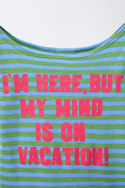 STRIPED T-SHIRT WITH TEXT - Zara фото 3