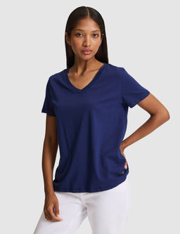 Lacivert Regular Fit V Yaka Basic Ti__rt