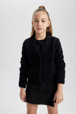 Кардиган для девочек с V-образным вырезом - Defacto фото 3