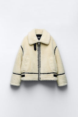 FAUX SHEARLING BIKER JACKET ZW COLLECTION - Zara фото 4