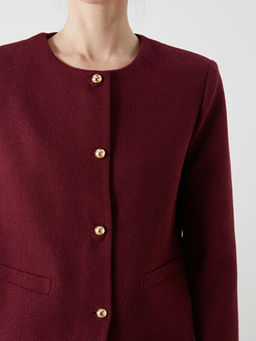 Bisiklet Yaka Dokulu Kad?n T?vit Ceket