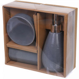 Набор для ванной из 3-х предметов керамический "Сантана" серый