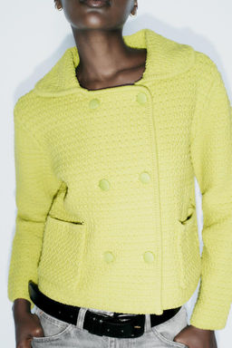 CHUNKY KNIT CARDIGAN WITH PETER PAN COLLAR - Zara фото 4