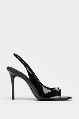 HIGH-HEELED PATENT-EFFECT SANDALS - Zara фото 3