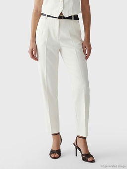 Beli Kemerli Kad?n Pileli Kuma? Pantolon