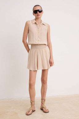 Bej Mini Ici Sortlu Dokuma Elbise TWOSS26EL01029