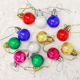 Цена за 2 шт. Ёлочные игрушки Глянец, шары новогодние, d=2.5 см, набор 12 шт., МИКС