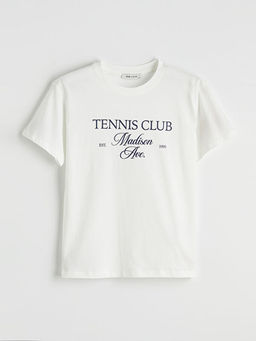 Bisiklet Yaka Bask?l? Kad?n Ti??rt