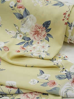 Штапель Цветочная элегия цв.соломенно-желтый, СОРТ2, ш.1.45м, вискоза-100%, 100гр/м.кв