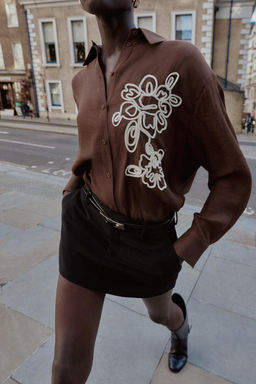 TEXTURED FLORAL SHIRT - Zara фото 4