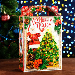 Цена за 5 шт. Коробка подарочная складная Санта Супер Стар 18,5 х 10 х 30,5 см