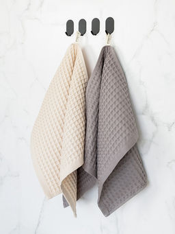 Набор кухонных полотенец 40x60, 2 шт серый, молочный вафельное полотно