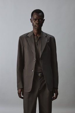 BLAZER RELAXED FIT TRAJE MEZCLA ALGOD?N / Marr?n - Zara фото 2