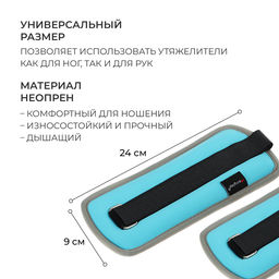Утяжелители неопреновые ONLYTOP, 2 шт. × 0.25 кг, цвет голубой