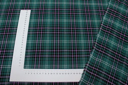 Фуле Клетка цв.т.опаловый зеленый/сиренево-розовый, ш.1.45м, хлопок-100%, 130гр/м.кв - Купава фото 4