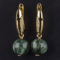 Серьги из Серафинита Клинохлора (Россия)