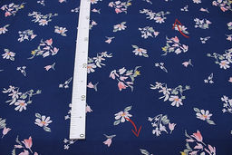 Штапель Премиум Цветочная пьеса на темно-синем, ВИД2, СОРТ2, ш.1.43м, вискоза-100%, 120гр/м.кв - Купава фото 6