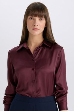 Regular Fit Saten Uzun Kollu Gomlek