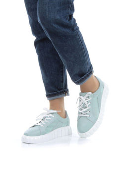 03-PDA93-3 GREEN Полуботинки спортивные женские (натуральная кожа, сетка) - No name фото 2