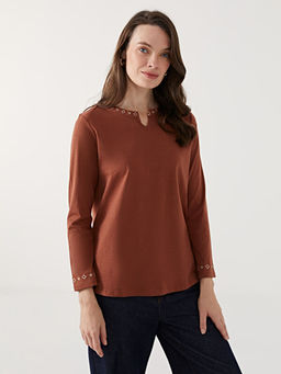 Ka??k Yaka Nak??l? Kad?n Bluz