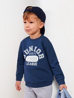 Bisiklet Yaka Uzun Kollu Bask?l? Erkek Bebek Sweatshirt 2li - Waikiki фото 2