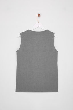 TRENDYOLMILLA Gri Oversize Baglama Detayl? Poliviskon Dokuma Yelek TWOSS25YE00013 фото 8