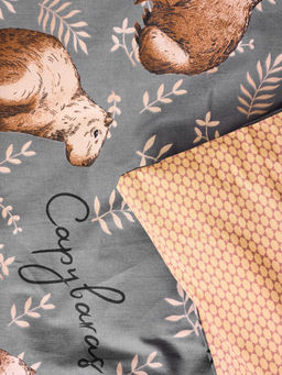 Постельное белье детское поплин с простыней на резинке - Капибары Детский